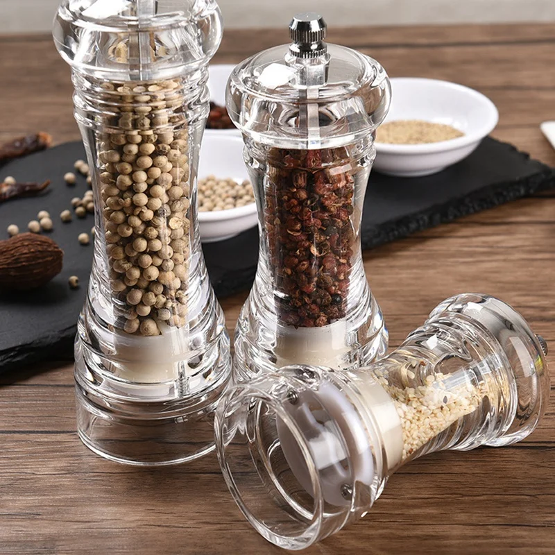 Популярный комплект одежды из 2 предметов 5 дюймов мельница для перца-акриловые мельница для соли и перца Регулируемый крупности по Керамика ротора Кухня аксессуары