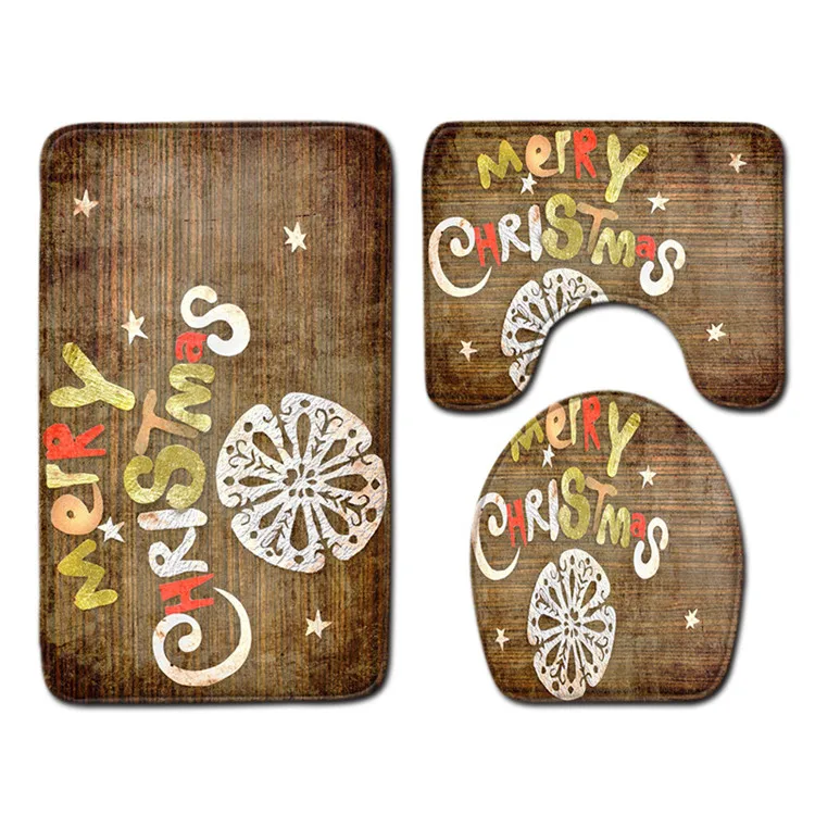 3 шт., рождественский подарок, коврик для ванной, противоскользящий Набор ковриков для ванной, Tapete Banheiro, моющийся туалет, коврики Alfombra Bano