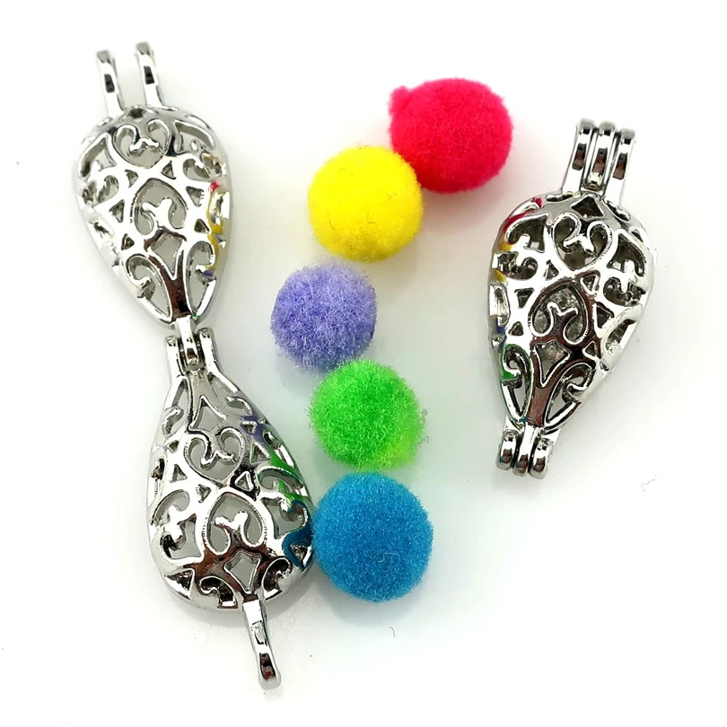 5PCS Drop-shaped Flower Vine Oil Diffusion Pearl Cage Phase Box Necklace Locket Pendant K189 | Украшения и аксессуары
