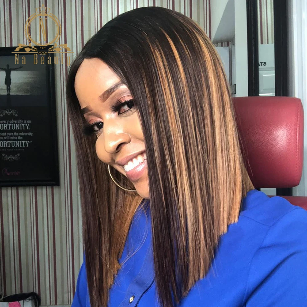 Honey Blonde Highlight Wig 13x6 Lace Front Human Hair Wigs Pre Plucked