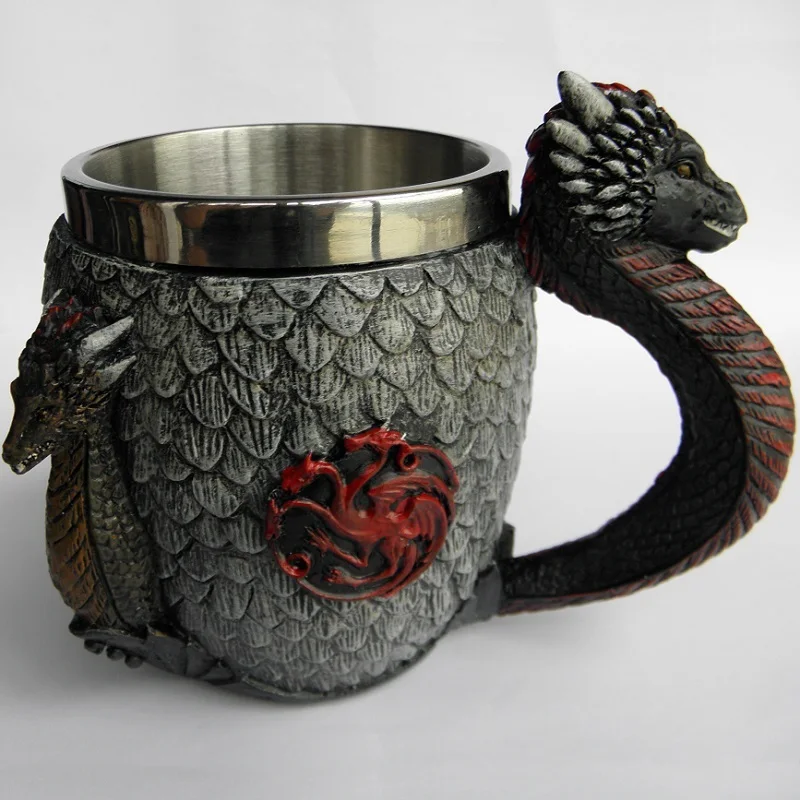 Три драконов, нержавеющая сталь, смола, 3D пивная средневековая кружка, Кубок, Игра престолов, кружка для кофе, бокал для вина, кружки, лучший подарок