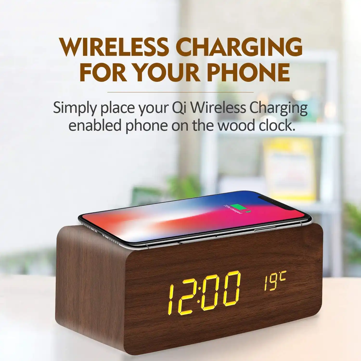 Wood Alarm Clock Sound Control Snooze Table Clock With Qi Wireless Charging  3 Alarm Settings And 3 Levels Brightness Adjustable| | - AliExpress