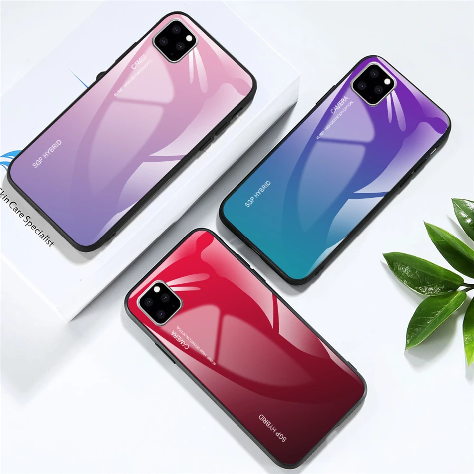 

For iPhone 11 2019 Case Transparent Glass TPU Cover Support Wireless Charging for iPhone 11 Pro Max 5.8inch 6.1inch 6.8inch Case