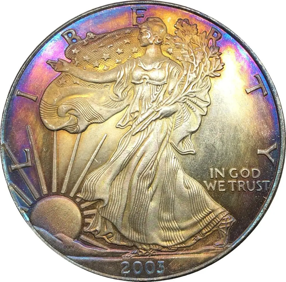 United States 1 Dollar American Silver Eagle Bullion Coin 2003 w Plated Commemorative Copy coin | Дом и сад