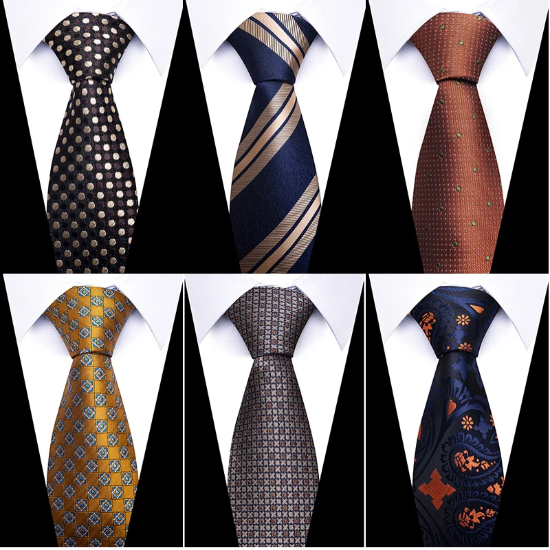 Group Tie Silk Necktie Gold Wedding Accessories Man Striped Brown Fit Party Gift Wedding Cravat neck tie