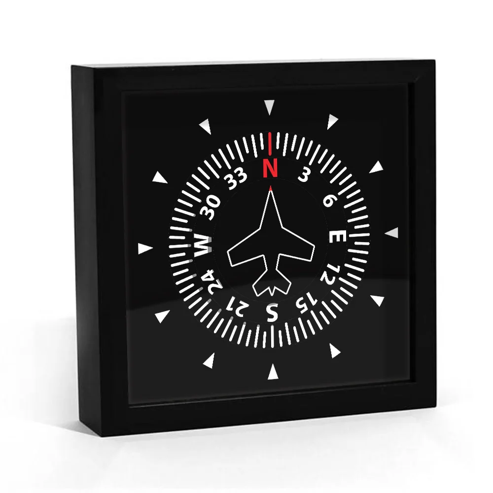 Aircraft Instrument Flight Control Panel Clever Clock Frame Aviation Compass Direction Modern Design Art Timepiece Table Clock Just6F