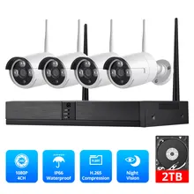 Fuers 4CH CCTV камера, система безопасности, комплект, wifi, Беспроводной NVR комплект, 1080P IR, ночное видение, уличная ip-камера, комплект видеонаблюдения