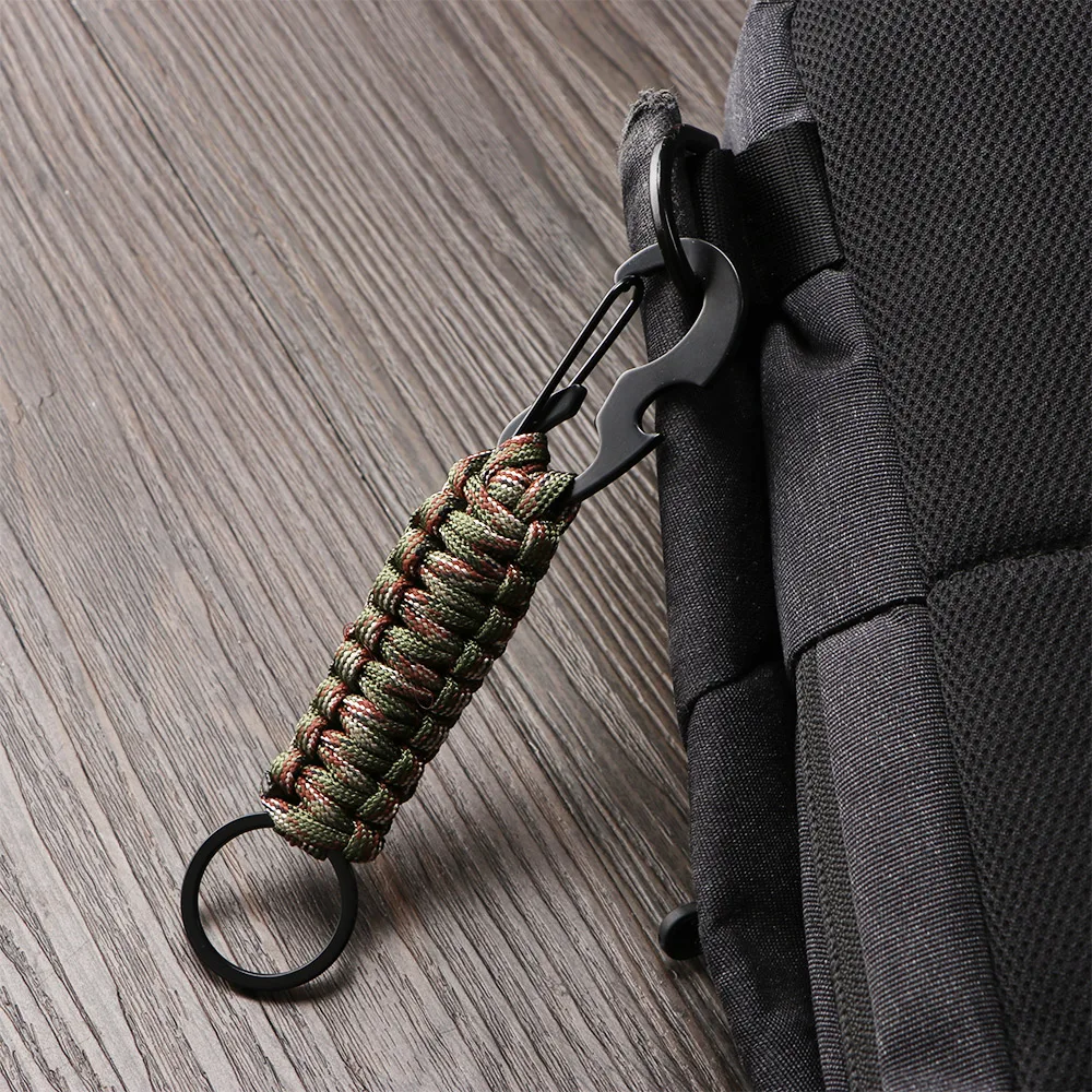 Paracord Cord Rope Emergency Knot Outdoor Keychain Bottle Opener Camping Carabiner Climbing Carabiner EDC Tool SurvivalKit Key Chain Ring