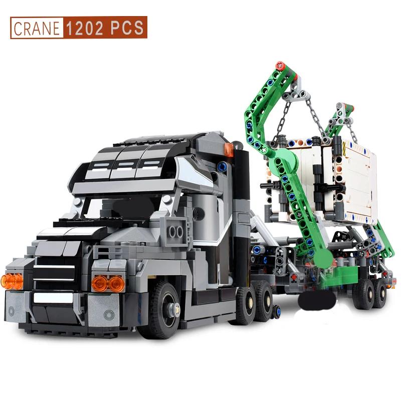 Baratos 1202 + Uds modelo de camión contenedor bloque vehículos coche la técnica de bloques de construcción coche DIY ladrillos juguetes educativos para niños regalo