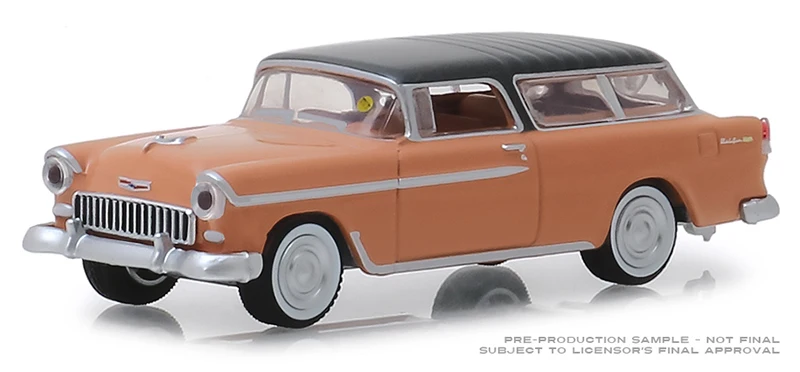 Зеленый свет 1: 64 1955 Chevrolet Nomad в тени серый и коралловый Игрушечная машина из сплава игрушки для детей литой модельный автомобиль подарок на день рождения