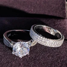 925 пробы, серебряные свадебные кольца, набор, 3 в 1, обручальное кольцо для женщин, для помолвки, для невесты, модные ювелирные изделия на палец moonso R4630