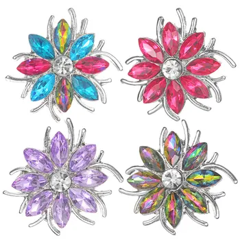 

1pcs Vocheng Flower shape 18mm Snaps Buttons 7 Colors For Snaps Jewelry Bracelets Pendants with Rhinestone VN-2085