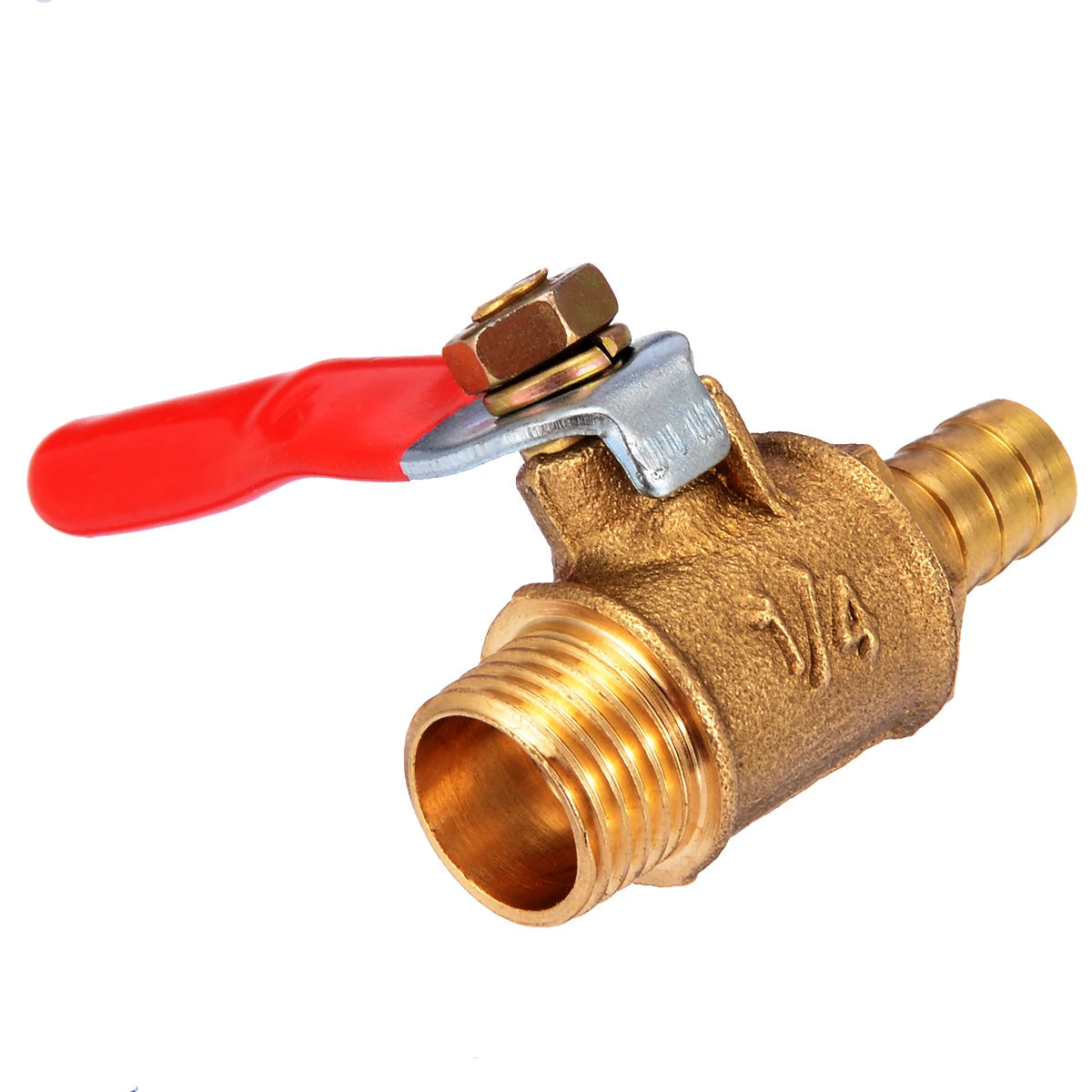 Red Lever Handle Brass Ball Valve 1/4'' PT Male 13mm to 8mm Threaded Ball Valve Barb Hose Pipe Fitting Coupler Adapter