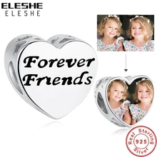 На заказ фото 925 пробы серебряные подвески Forever Friends подходят к оригинальному браслету Pandora с прозрачными CZ бусинами в форме сердца Изготовление ювелирных изделий
