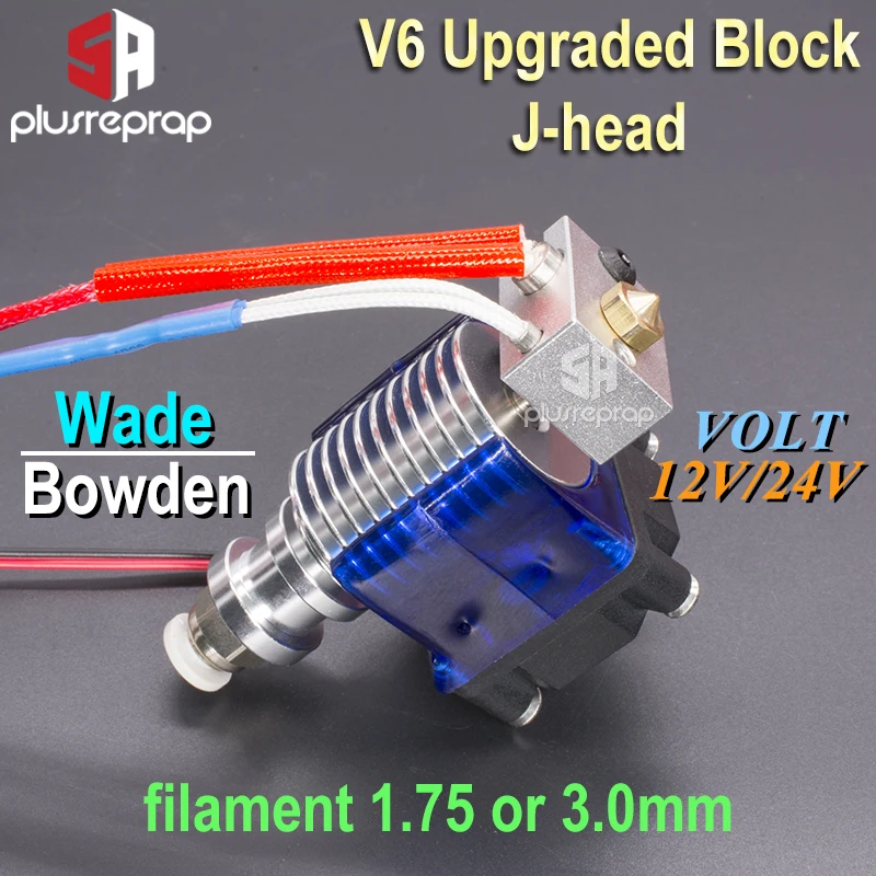 V6 j-головка 24 В все металлические Hotend Уэйд или Боуден экструдер нагреватель термистор вентилятор сопла теплоотвод для 1,75/3 мм 3d принтер Часть