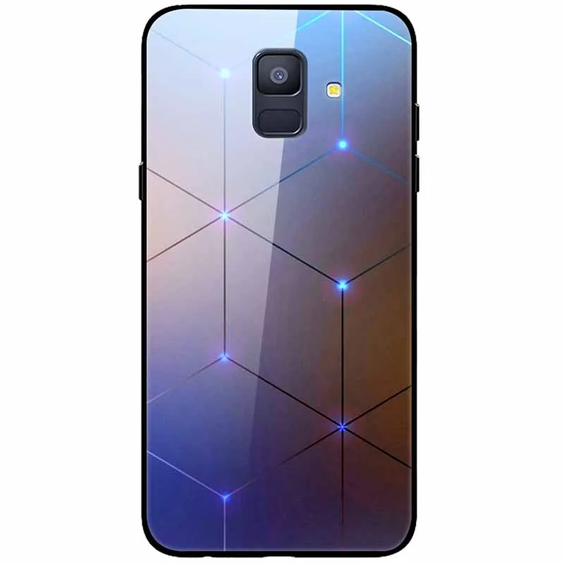 Luxury Case For Samsung Galaxy A8 A6 Plus 2018 Cover Glass Tempered Fashion Coque for Samsung A8 2018 Cases Shockproof A8Plus kawaii samsung phone cases Cases For Samsung