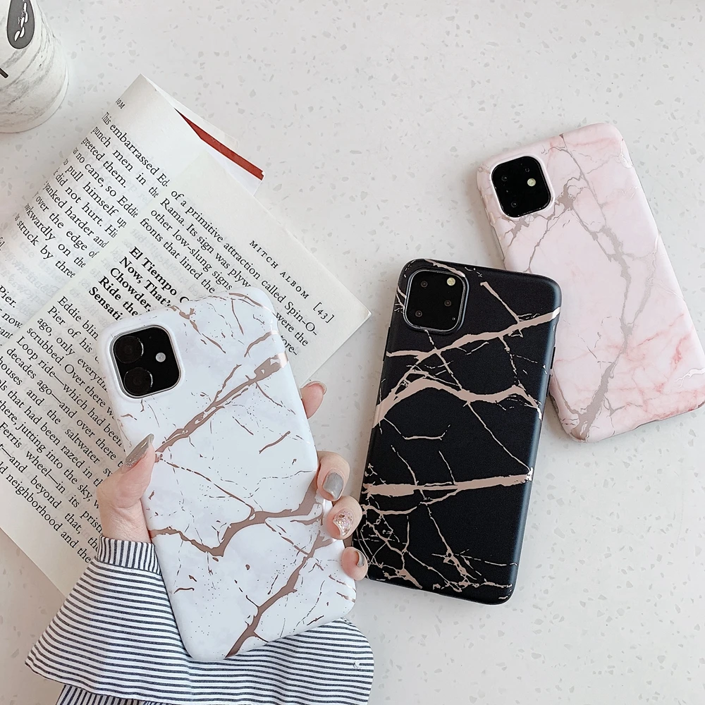 

HOT 2019 Marble Case for iPhone 11 Pro Max Original IMD Print Soft TPU for 7/8+ XS Xr 6p Shockproof Mobile Phone Shell 6.5"6.1"