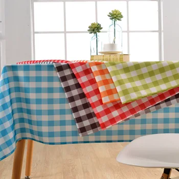 

DUNXDECO Tablecloth Water Oil Proof Table Cover Fabric Classical Check Print Coffee Bar Store Decorative Ground Mat