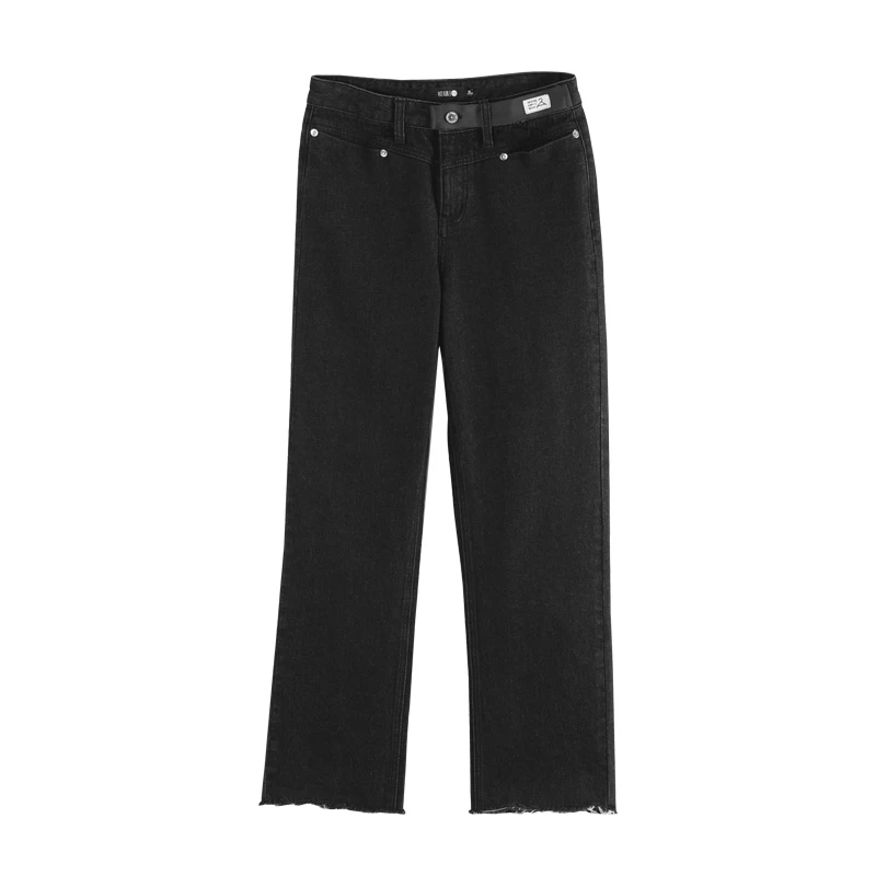 Toyouth уличная одежда черные джинсы для женщин зимние однотонные джинсовые штаны со средней талией