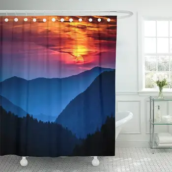 

Great Smoky Mountains National Park Scenic Sunset Landscape Vacation Shower Curtain Waterproof Polyester Fabric 72 x 72 Inches