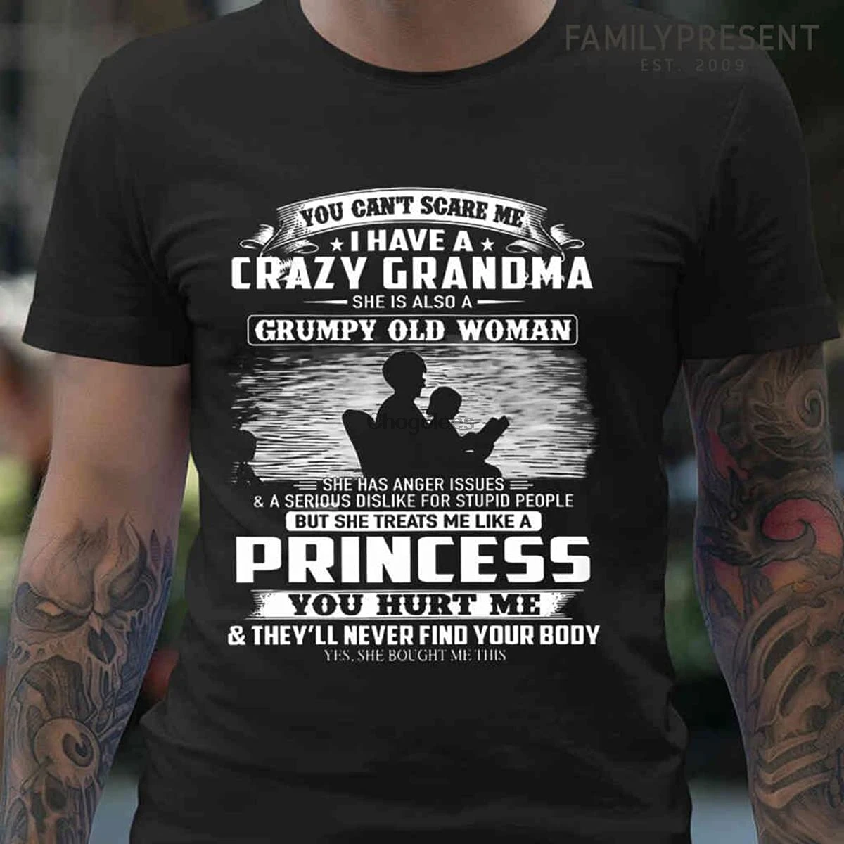 You Cant Scare Me I Have A Crazy Grandma She is Also Grumpy Old Woman Art Mothers Day T Shirt Personalized Gifts Custom |