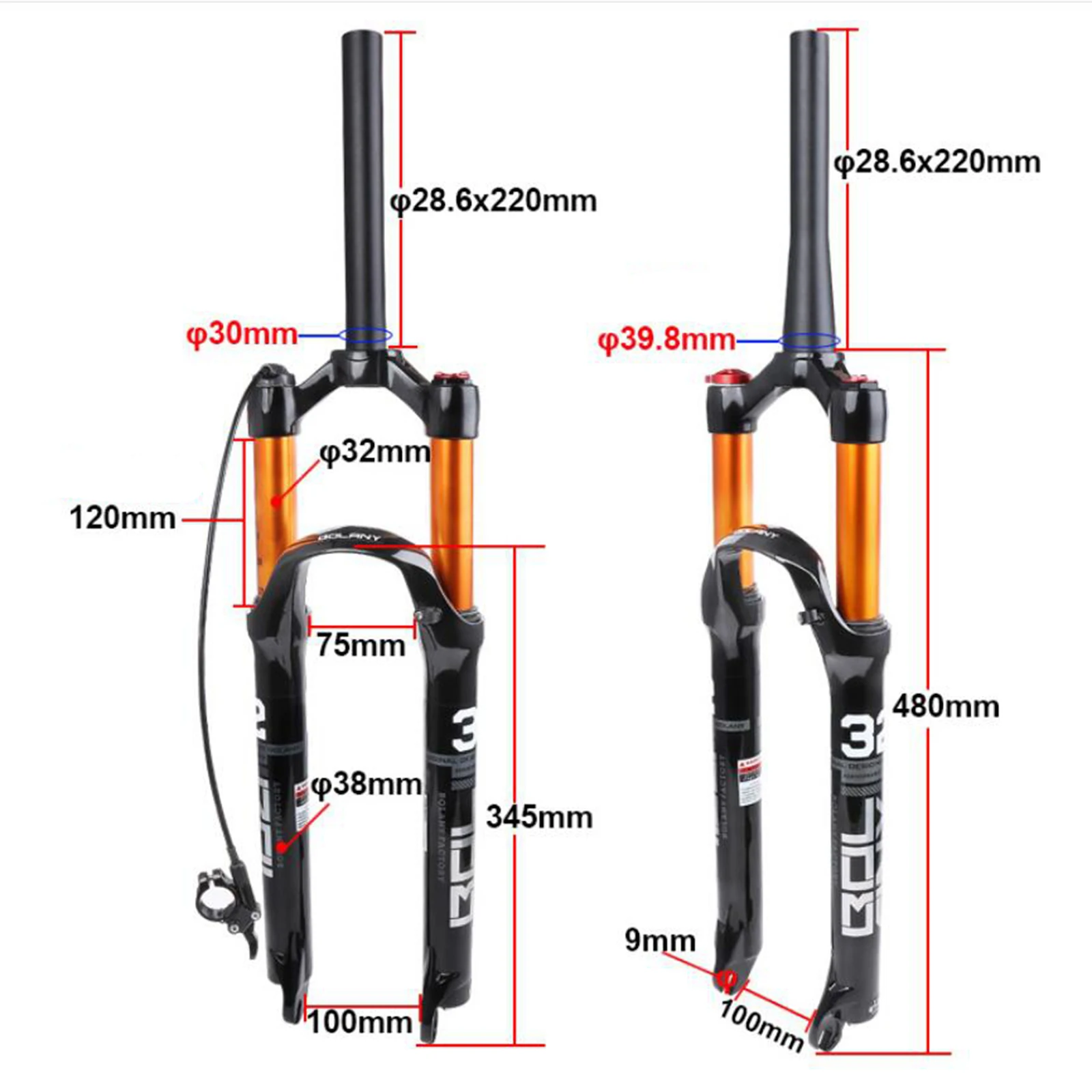 Deluxe Bike Bike  Fork 26 inch 27.5 inch 29 inch Manual Lock Lockout Bicycle Shockproof Front Fork with Cable Clip