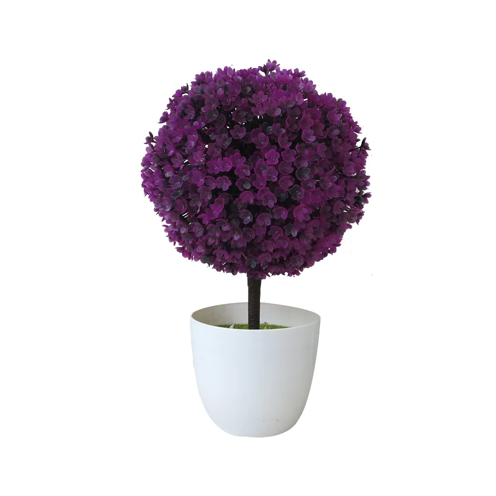 1pc Fake Potted Grass Ball Bonsai Plant Artificial Flower Home Desktop Decoration Realistic And