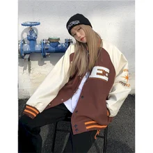 

2021 Woman Jacket Hip Hop Furry Bone Patchwork Color Block Jackets Mens Harajuku Streetwear Men Baseball Coats Unisex latest