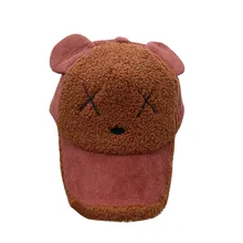 Шапка с героями мультфильмов для мальчиков; сезон осень-зима; теплая Кепка с буквенным принтом; женские козырьки; детская мягкая шапка из флока с рисунком медведя; бейсбольная кепка; chapeu# x21024