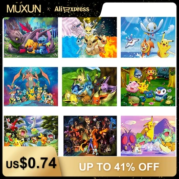 

Rhinestone Painting Pokemon Crystal Decor Art Diy Diamond Painting Cartoon Pikachu 5D Cross Stitch Diamond Embroidery Kids H8103