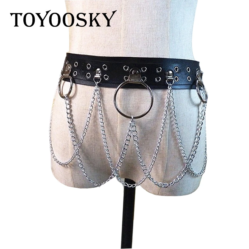 

TOYOOSKY Sexy Women Wide Waist Belts PU Circle Punk Gothic Chain Link Metal Strap Fashion Punk Belt for Women Fashion Gothic