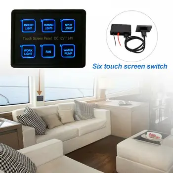 

Marine Car Auto Truck RV Boat 6 Gang LED Touch Screen Switch Panel Kit 12/24V Touch Screen Switch