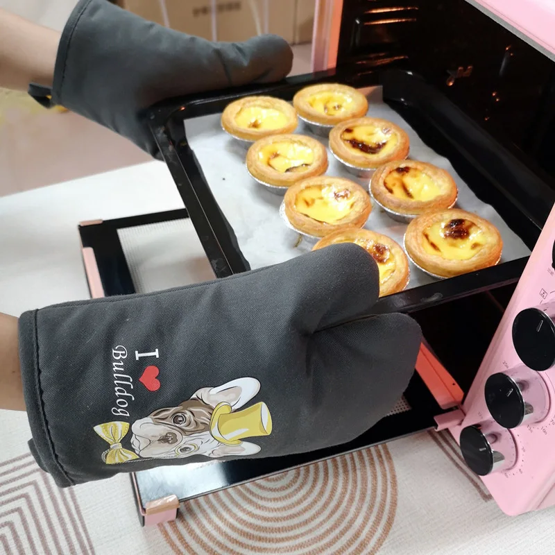 2 шт. из хлопка с мультяшными рисунками Пособия по кулинарии Микроволновая печь перчатки теплостойкие с защитой от ожогов микроволновая печь изоляцией Нескользящие Утепленные Перчатки