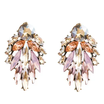 

LUBOV Elegant Tree Shape Acrylic Opal Stone Stud Earrings Statement Women Piercing Earrings 2019 New Trendy Jewelry Gift