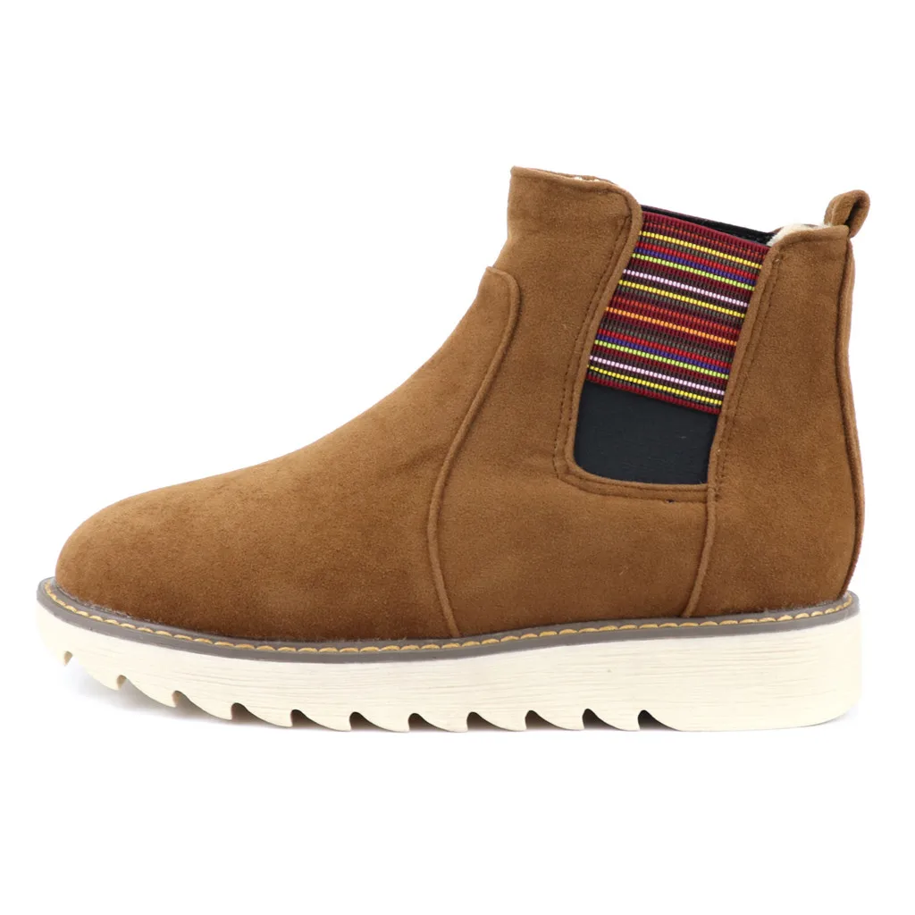 

European Style Women's Flats Winter Keep Warm Martin Boots Elastic Band Warm Snow Boots Large Size Cotton Shoes New botas mujer