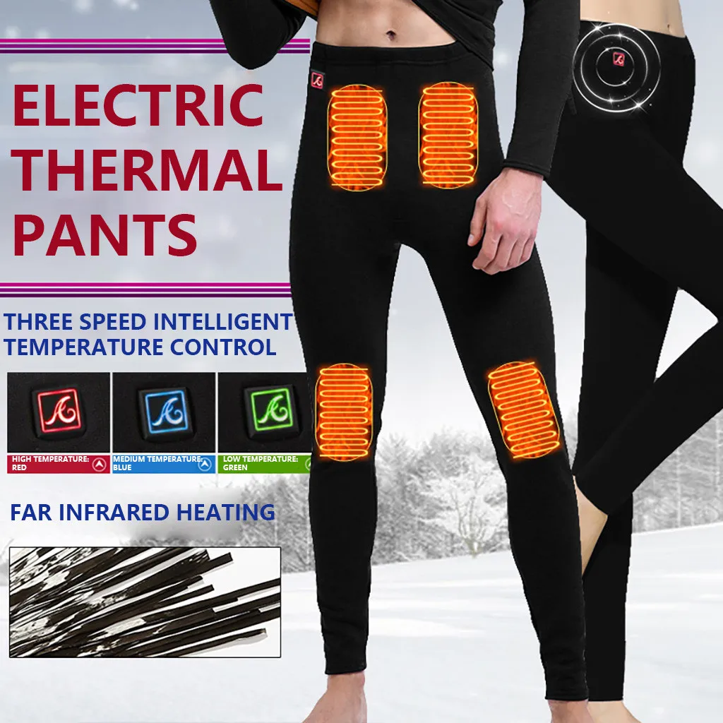 Men's Casual Smart USB Electric Heating Plus Velvet Thermal Underwear