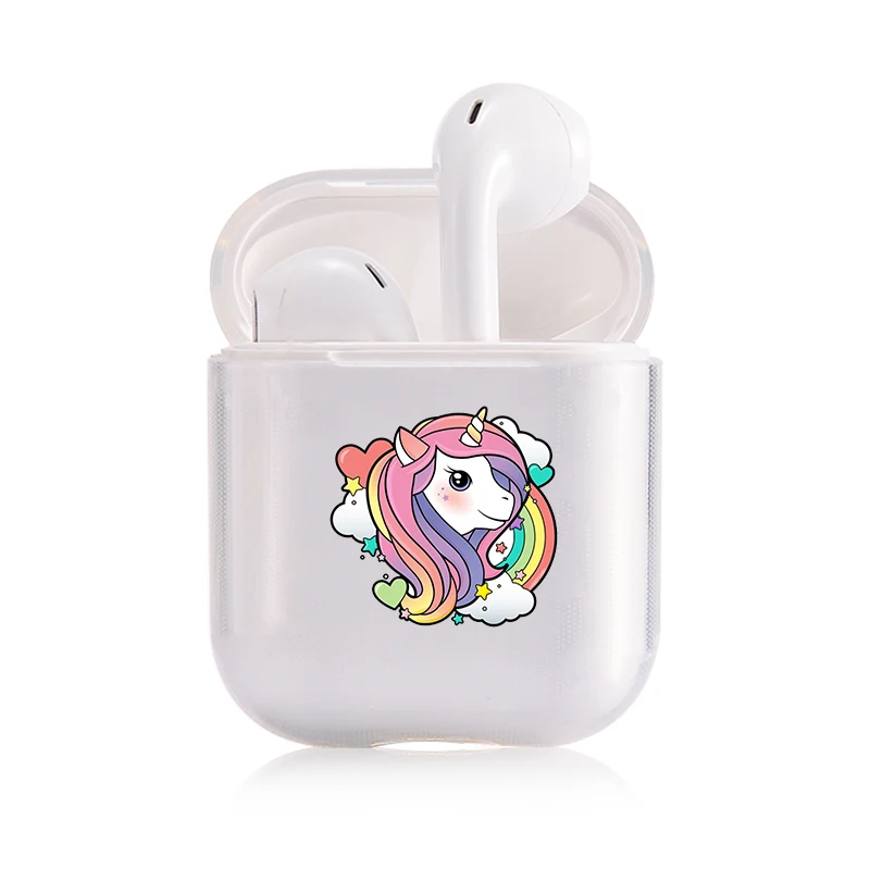 I201514 Портативный Airpods чехол беспроводной Единорог милый модный популярный прозрачный наушники прекрасная пара защитные наушники Забавный чехол - Цвет: I201514