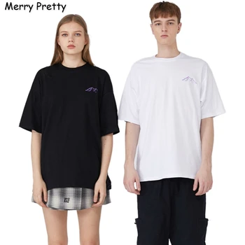 

Women's Harajuku Print Cotton T Shirts 2020 Spring New O-Neck Short Sleeve Japanese Style T Shirt Men's Loose Tops MERRY PRETTY