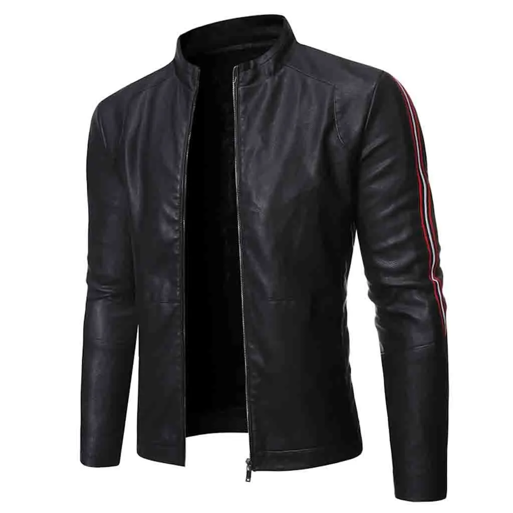 

New Men Leather Jacket Autumn&Winter Biker Motorcycle Zipper Casual Outwear Coat Faux Leather Men's Jacket Jaqueta De Couro E1