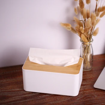 

Hot Modern Tissue Box Napkin Case Tissues Paper Roll Holder with Natural Bamboo Cover Plate Round Tissue Box for Home Office Hot