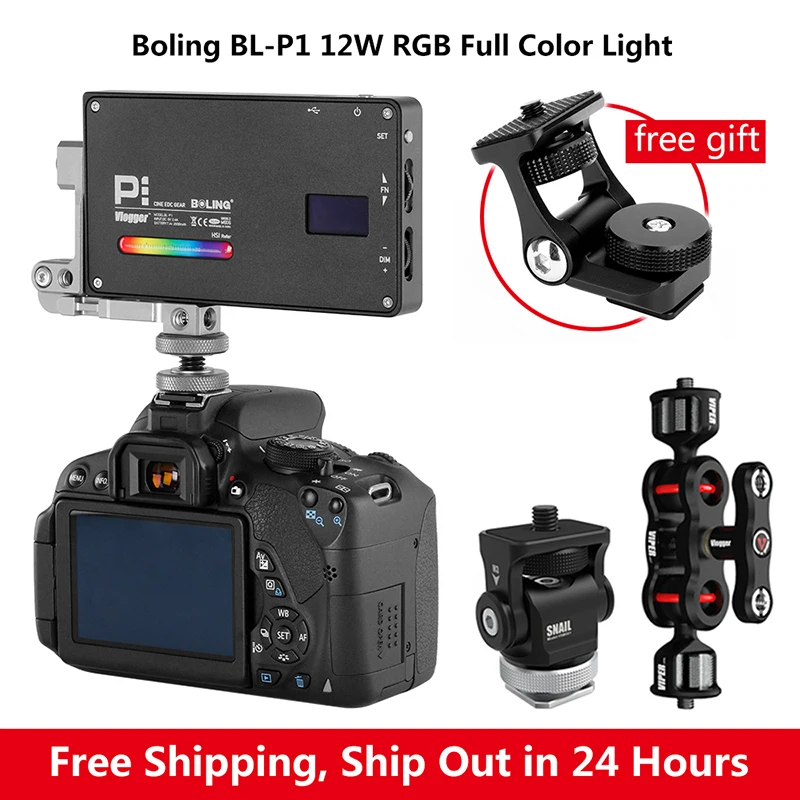  Boling BL-P1 RGB LED Video Light 2500K-8500K Dimmable On Camera Photography Lighting Video Studio D