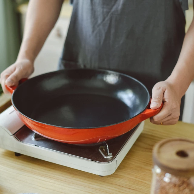 Enamelled Cast Iron 21cm Casserole Pan Grey