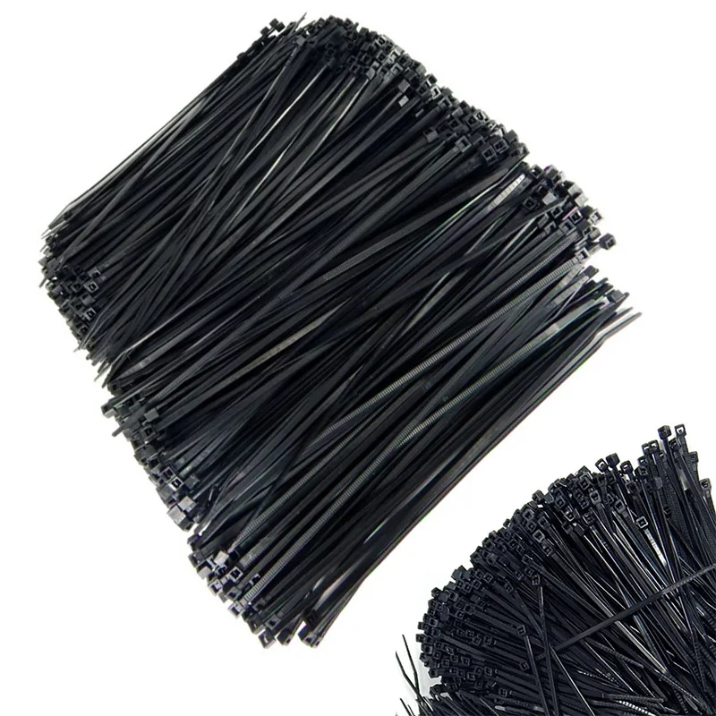 

1000pcs Cable Ties UV Stabilized Nylon Black Wire Clamps Replacement Fastener Cords Self-locking Practical