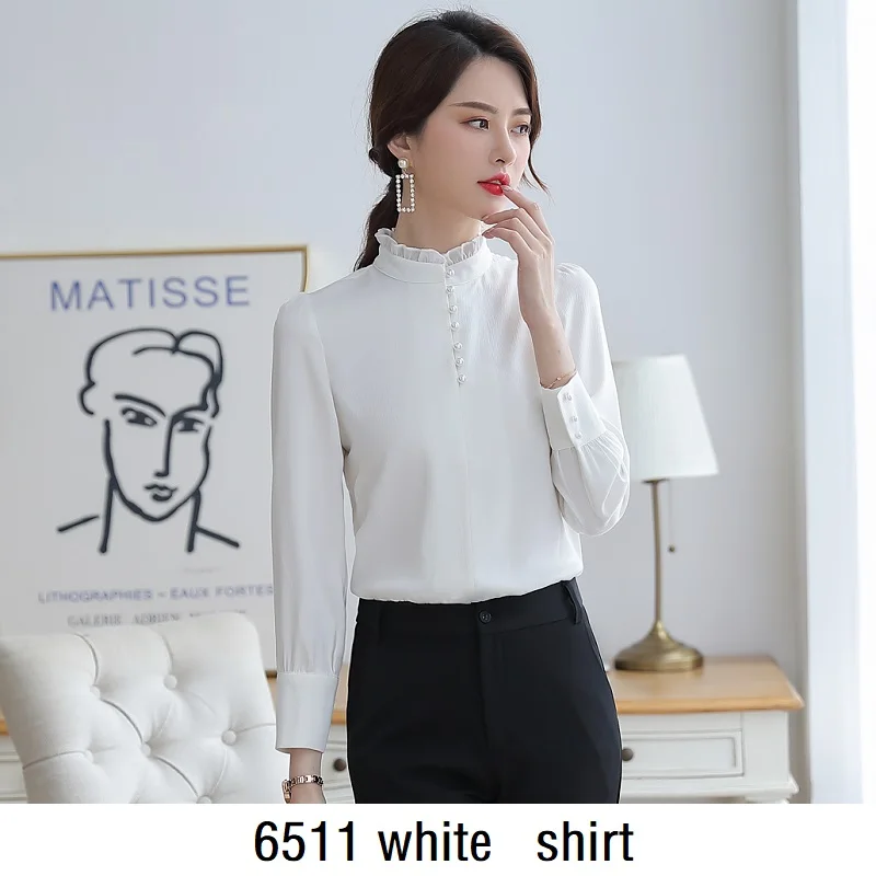 6511 white shirt Женские костюмы, тонкая весенняя куртка с пайетками, штаны, комплект из 2 предметов, Деловые женские брючные костюмы, женские костюмы, 1708 - Цвет: 6511 white shirt