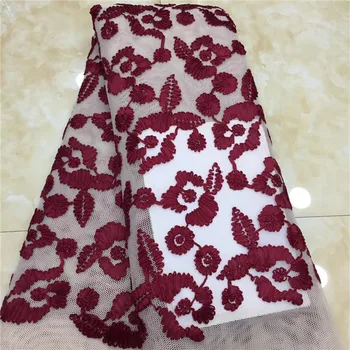 

High Quality French Nigerian Sequins Net Lace, 2020 African Tulle Mesh Sequence Lace Fabric For Party Dress 5 Yards/lot red