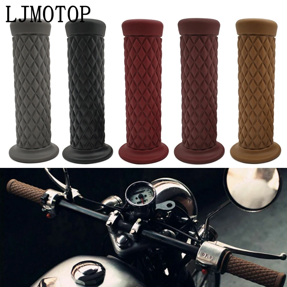 

Universal 7/8" 22mm Motorcycle Grips Retro Handle Rubber Handlebar Grip For Honda forza 300 CB400SF CBR650R CB650R CB125R