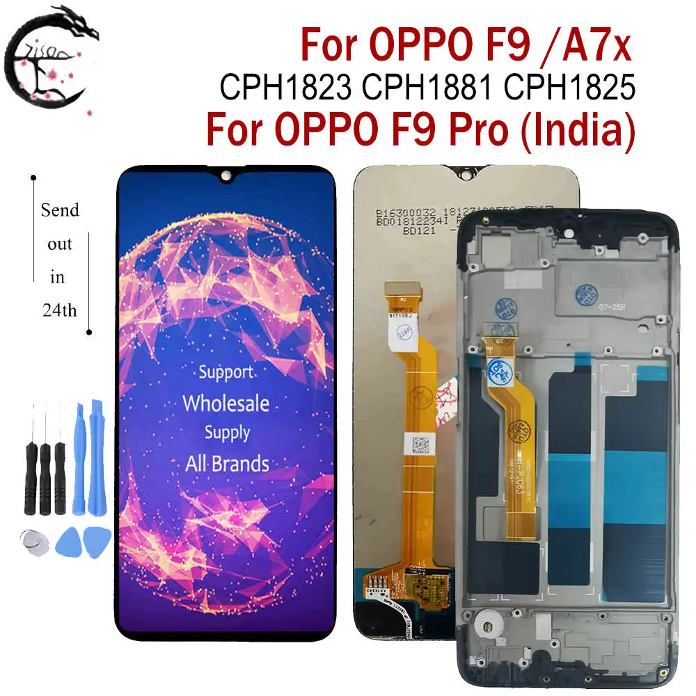ЖК-дисплей с рамкой для OPPO F9 A7x CPH1823 CPH1881 экран в полной комплектации сенсорным