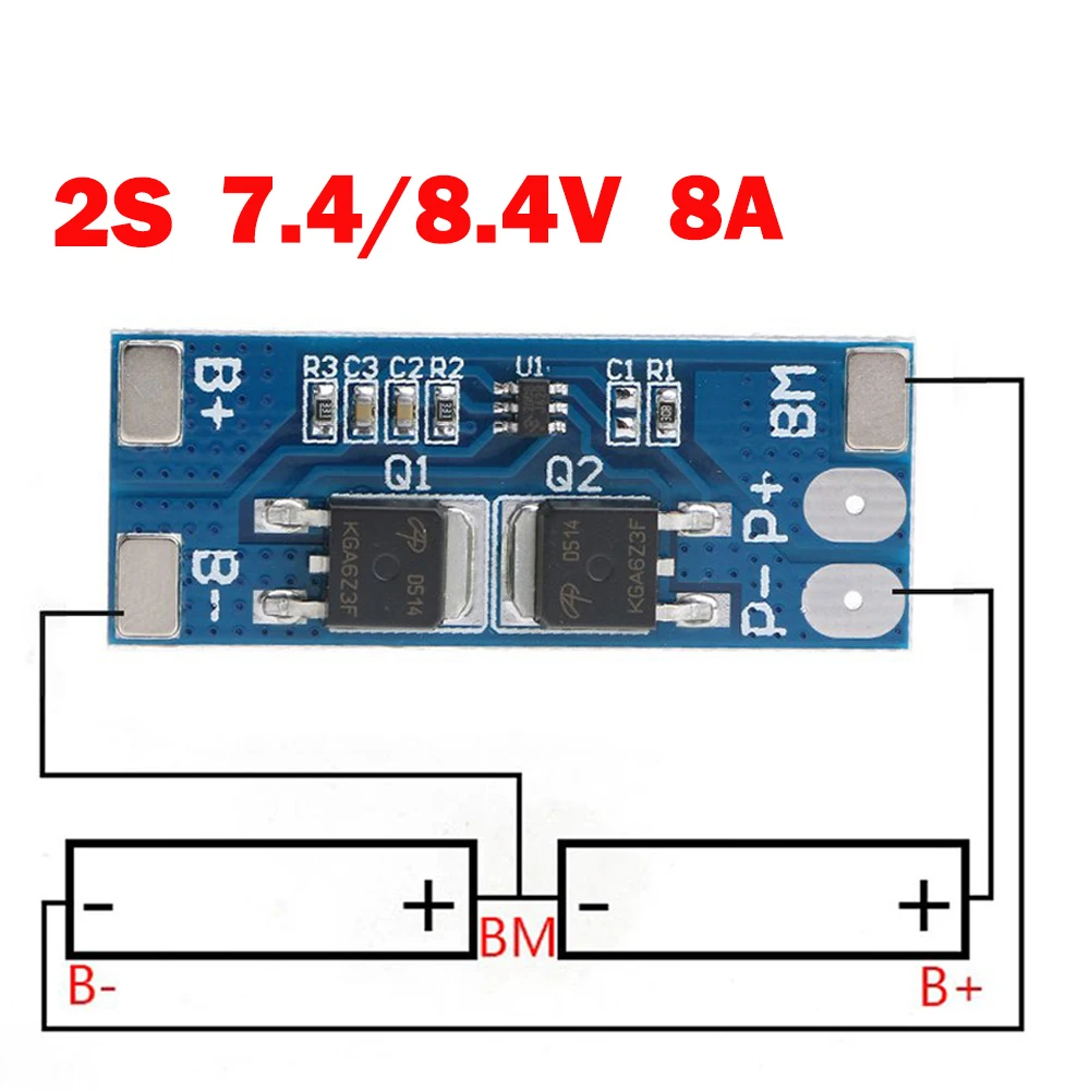 5 PCS/LOT 18650 BMS PCM 15A Peak Current Battery Protection Board 2S 8A Li-ion 7.4v 8.4V BMS For Li-ion Lipo Battery Cell Pack 