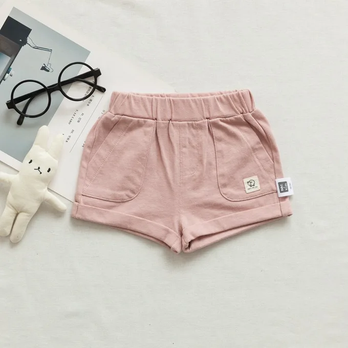 Mini Babe City универсальные детские брюки с карманами, однотонные хлопковые льняные детские шорты, летняя детская одежда Zhili