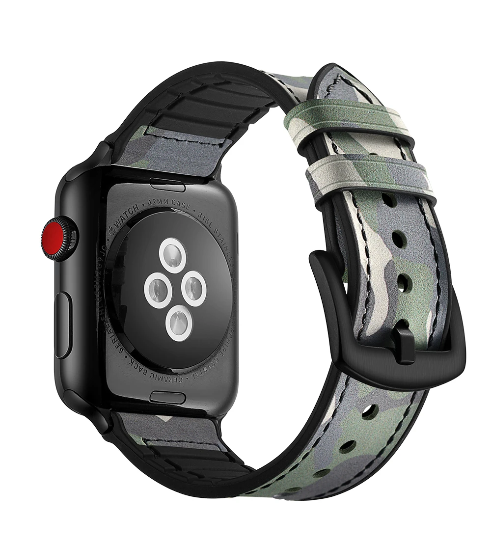 UEBN ремешок для apple watch кожа + Силиконовый ремешок для iwatch 38/40 42/44 мм ремень высокого качества дышащий для iwatch серии 4 3 2 1